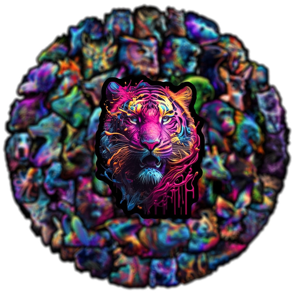 Thumbnail: 50PCS Neon Colorful Wild Animals Waterproof Graffiti Stickers for Helmet Bicycle