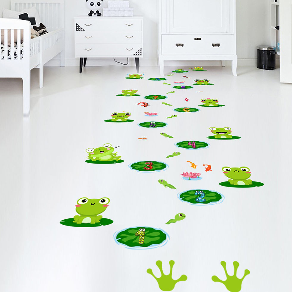 Thumbnail: Cartoon Frog Lotus Leaf Wall Stickers For Children's Room Cute Parent-child Game