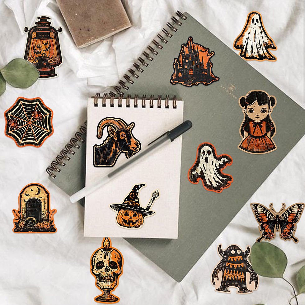 Thumbnail: 50PCS Retro Halloween Graffiti Stickers Aesthetic Phone Bike Wall Scrapbook Moto