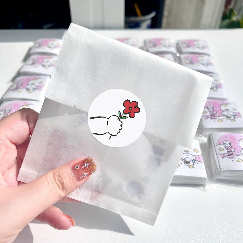 Thumbnail: 8 Patterns Repeating - Round Shape "Give You a Little Red Flower" Stickers - 500