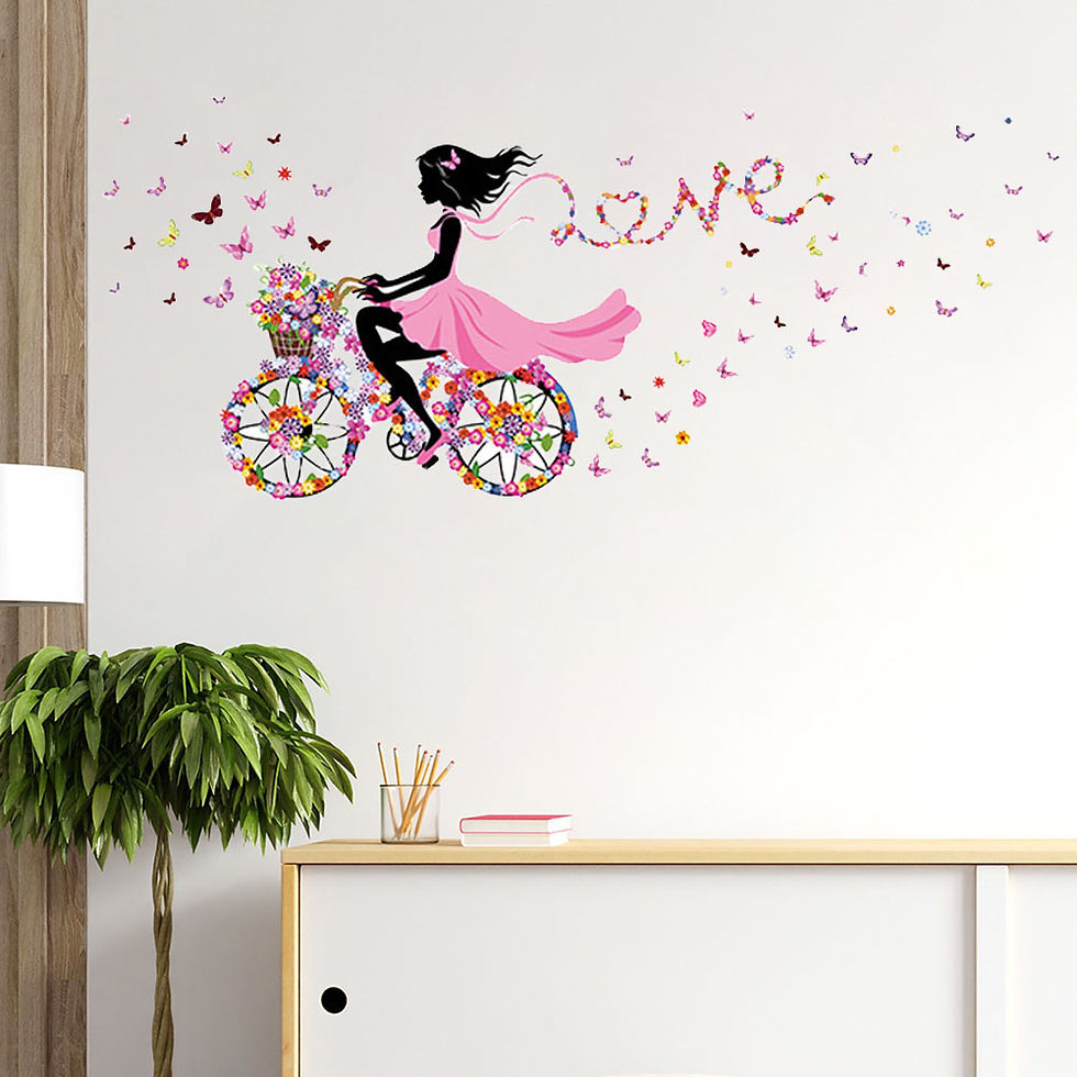 Thumbnail: 1 Set Of 4 Pcs Floral Zircon Pattern Sticker, Girls  Butterfly Bicycle Pattern W