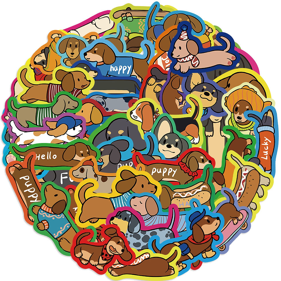 Thumbnail: 50Pcs Cartoon Dachshund Graffiti Stickers for DIY Desk Guitar Computer Refrigera