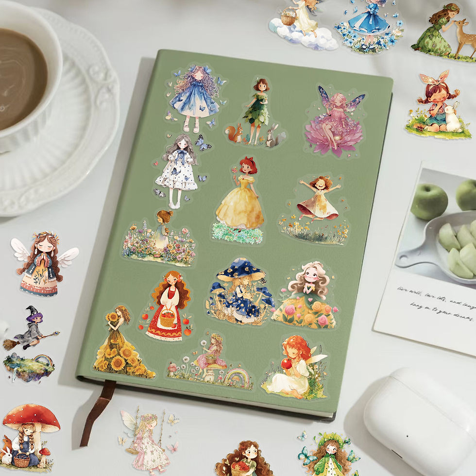Thumbnail: 50Pcs Clear Cartoon Fairy Tale Princess Stickers Waterproof Transparent PET Deca