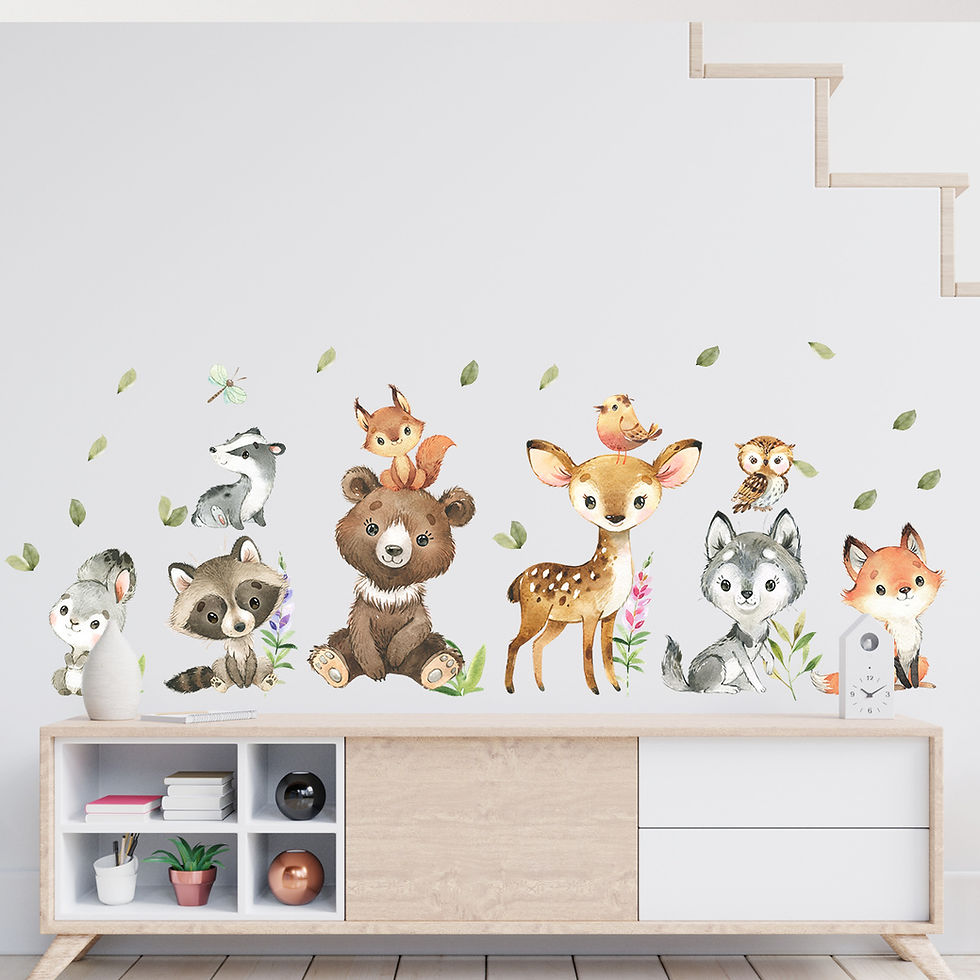 Thumbnail: Cartoon Cute Brown Bear Deer Rabbit Animal Wall Stickers For Children's Room Bed