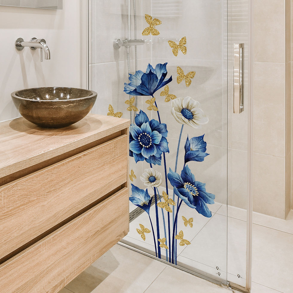 Thumbnail: New Blue Flowers, Flowers, Golden Butterflies Decoration Beautify Bedroom, Room,