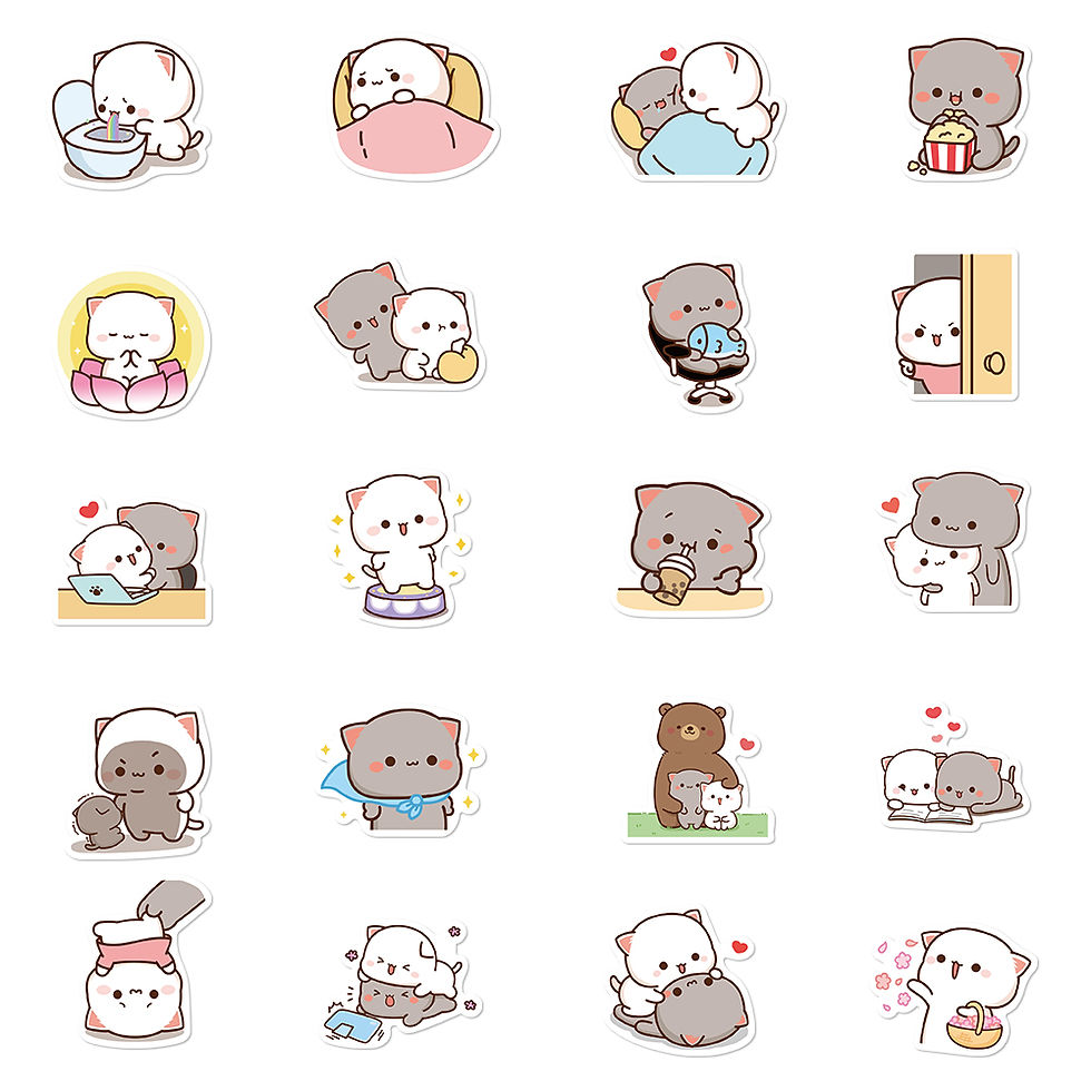 Thumbnail: 60PCS Kawaii Cat Mood Sticker PVC Graffiti Sticky Aesthetic Decorative Scrapbook