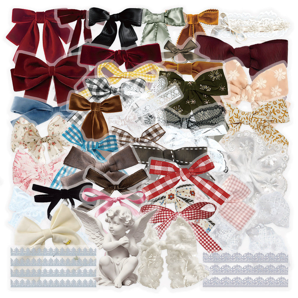 Red Ribbon Decorative Stickers 50 Sheets for Journal Diary Planner DIY Craft Sta