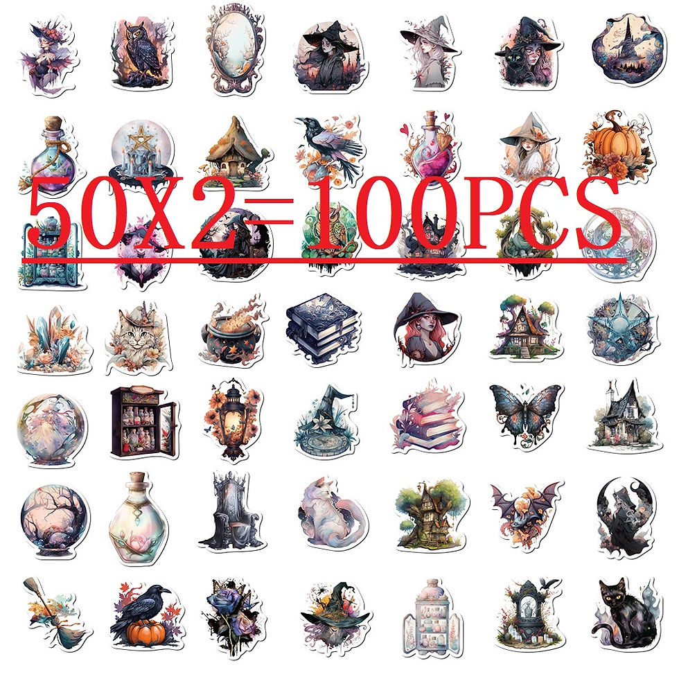 Thumbnail: 50/100PCS Realistic Witch  Waterproof Stationery Graffiti Stickers Decor Guitar 