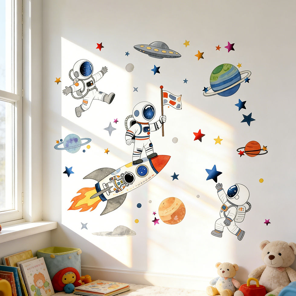 Thumbnail: Cartoon Astronaut Pilot Wall Stickers for Baby Room Kids Bedroom Decor Nursery C