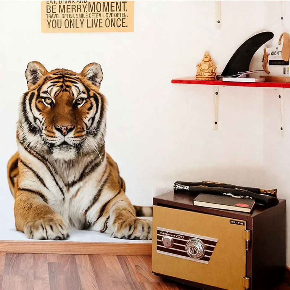 Thumbnail: 1pc Vibrant Tiger Wall Sticker for Living Room & Bedroom Decoration - Easy Peel 