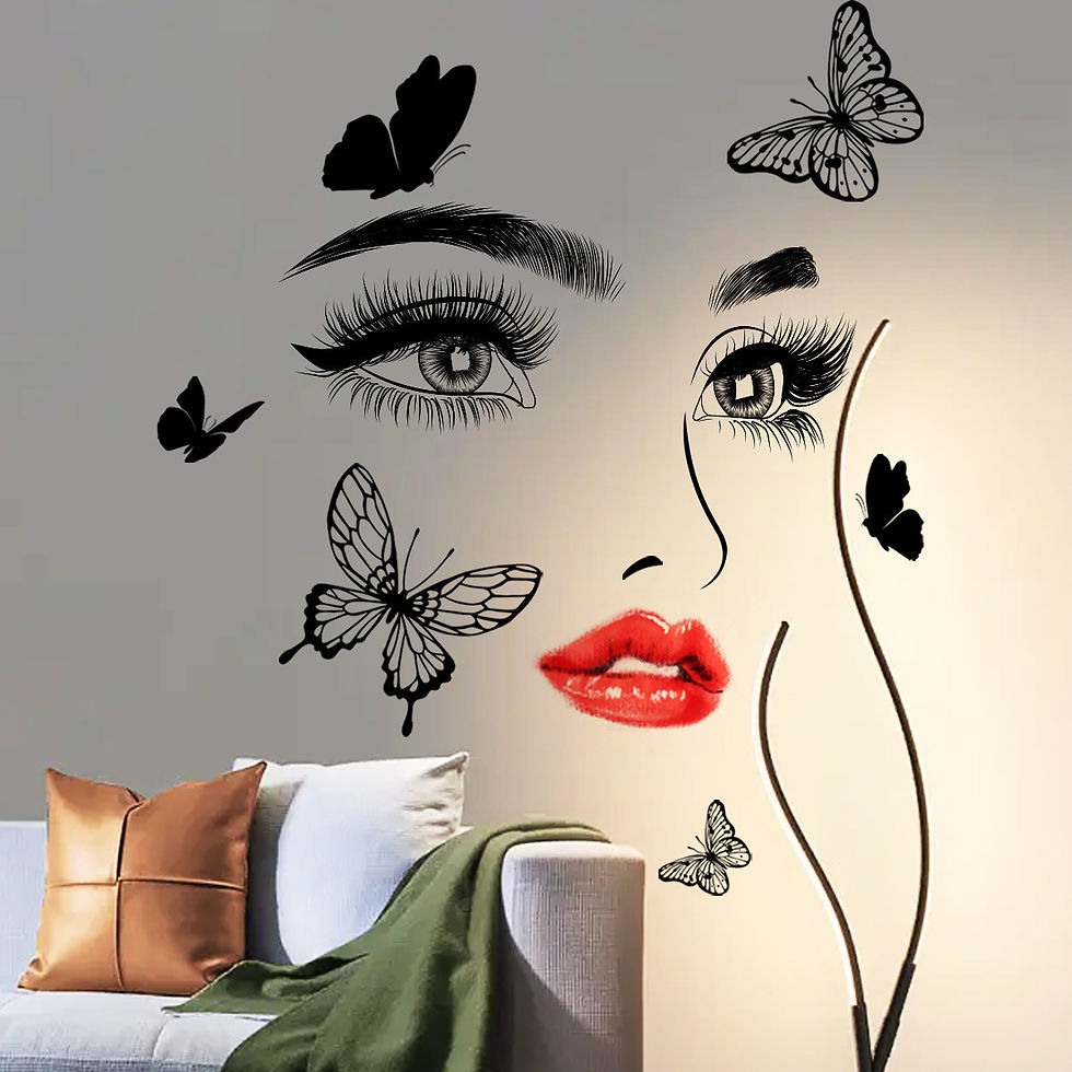 Thumbnail: Beautiful Eye Red Lip Butterfly Wall Sticker, Living Room Bedroom Decorative Bac