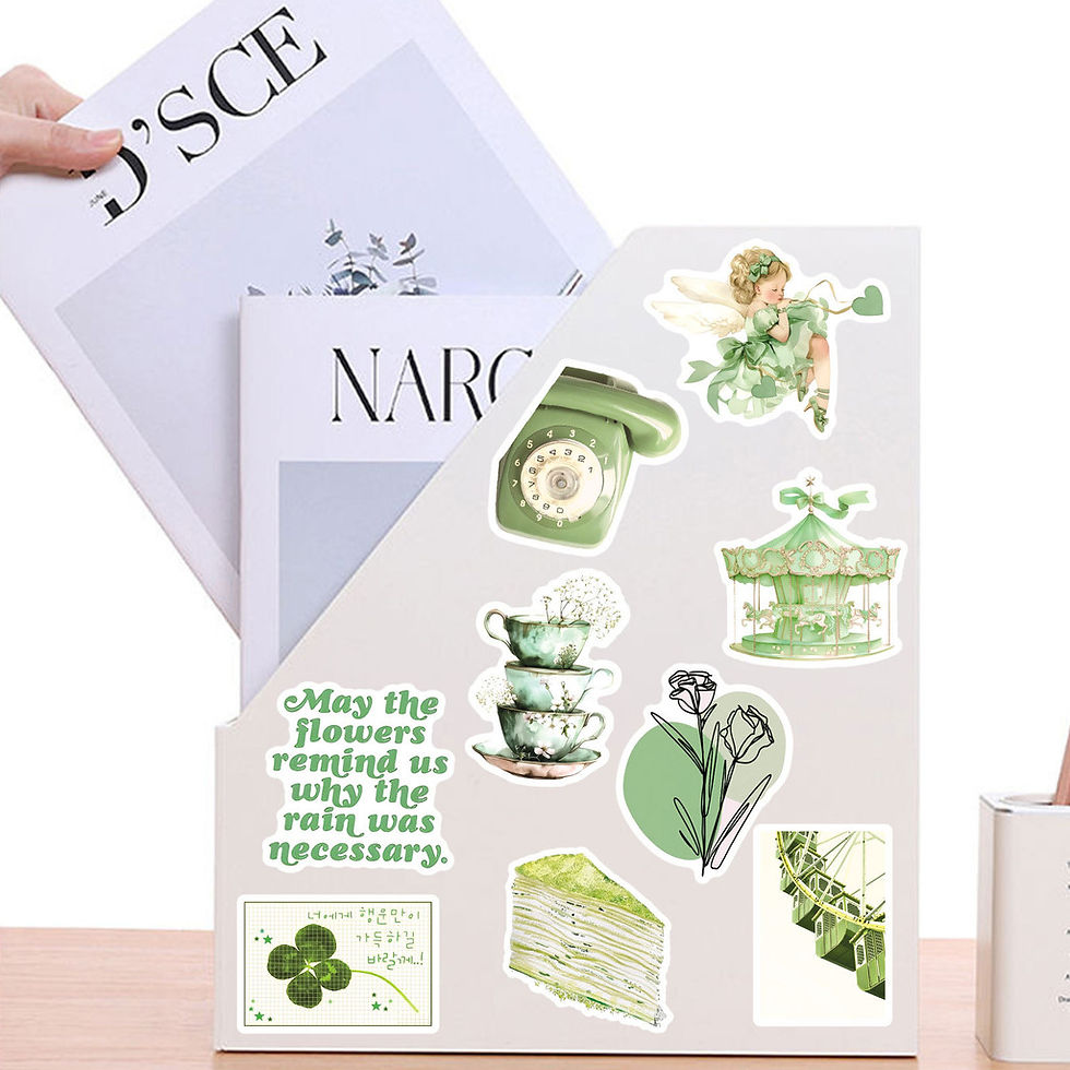 Thumbnail: 50 Pcs Ins-Style Green Girl Cute Cartoon Stickers Waterproof PVC Decorative Stic