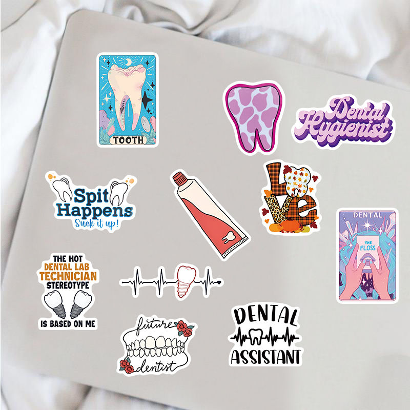 Thumbnail: 50PCS Dental Stickers Dentist Scrapbook Graffiti Laptop DIY Dentist Store Health