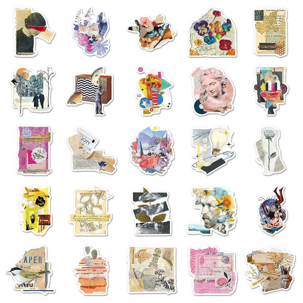 Thumbnail: 50/100PCS Cartoon Newspaper Collage Creative Stickers Retro Art Broken Fragments