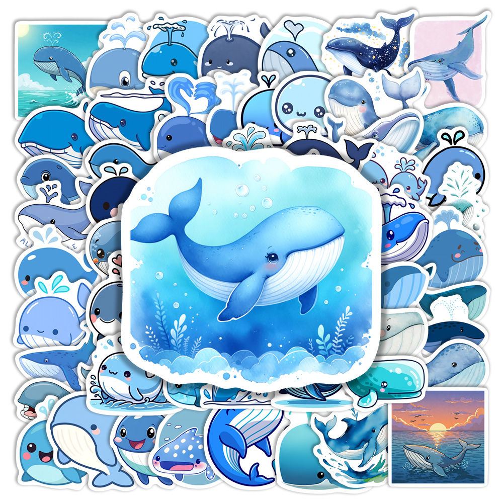 Cute Cartoon Whale Vinyl Stickers Waterproof Decal DIY Decorative Gift for Scrap