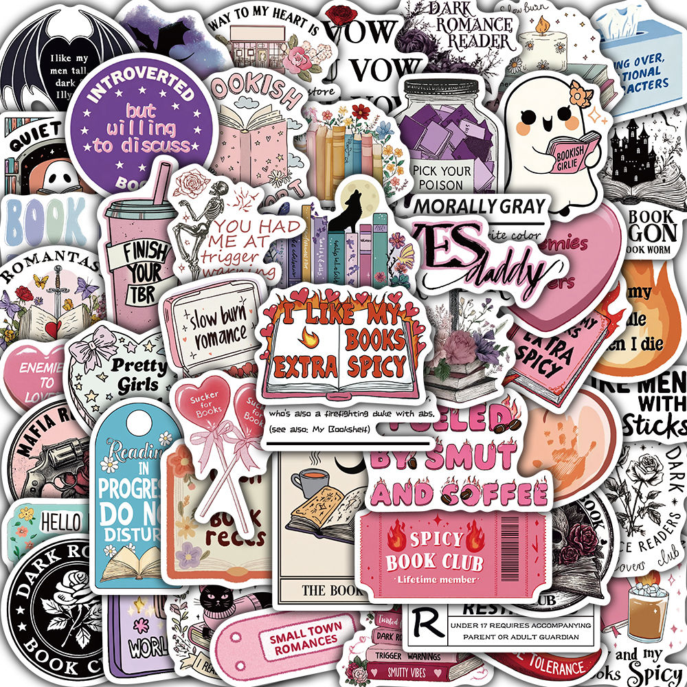 50PCS Read Stickers Laptop Luggage Nostalgia Aesthetic Graphic Stationery Phone