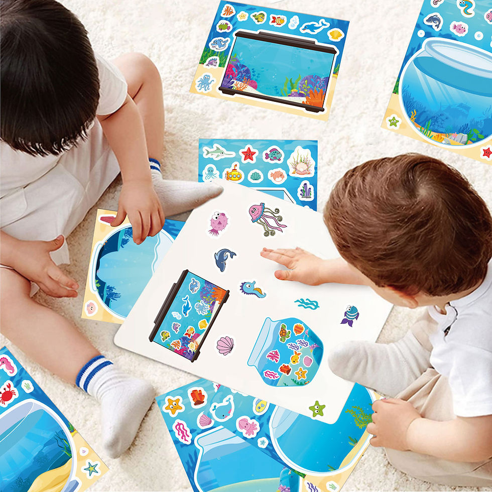 Thumbnail: 8 Pieces Fish Tank Marine Animal Scenery Puzzle Stickers Kids' Cartoon DIY Puzzl