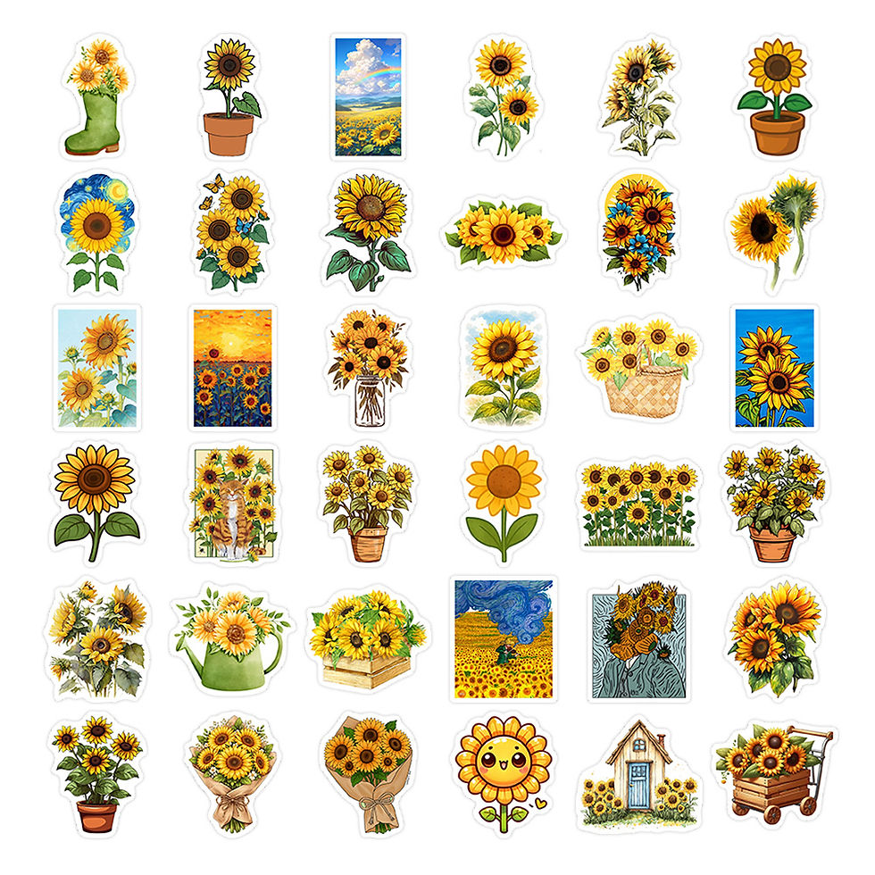 Thumbnail: Cute Cartoon Sunflower Stickers Vinyl Waterproof DIY Gift Decal for Scrapbook Ju