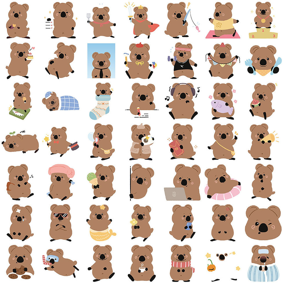 Thumbnail: 50PCS Transparent Quokka Daily Life Sticker Pack - Waterproof PET for Scrapbooki