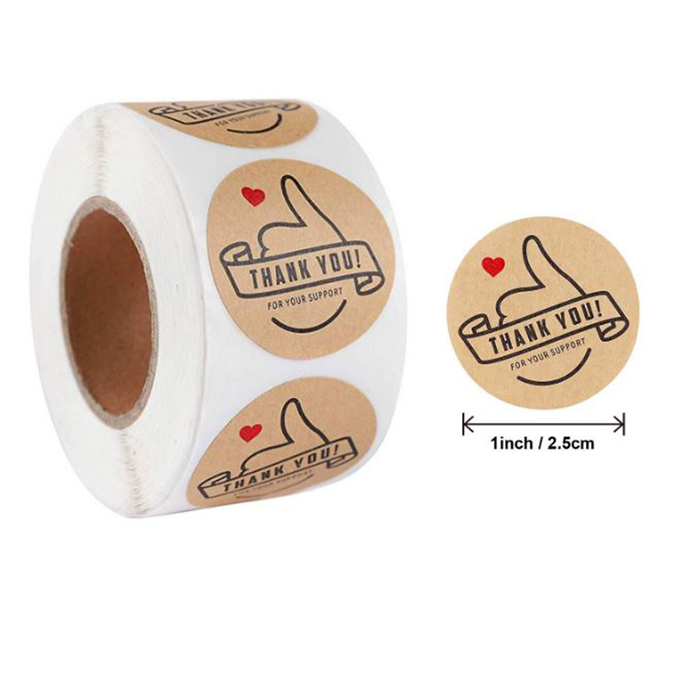 Thumbnail: 500pc Round Stickers Thank You Kraft Stickers 1 inch Wedding Pretty Gift Cards E