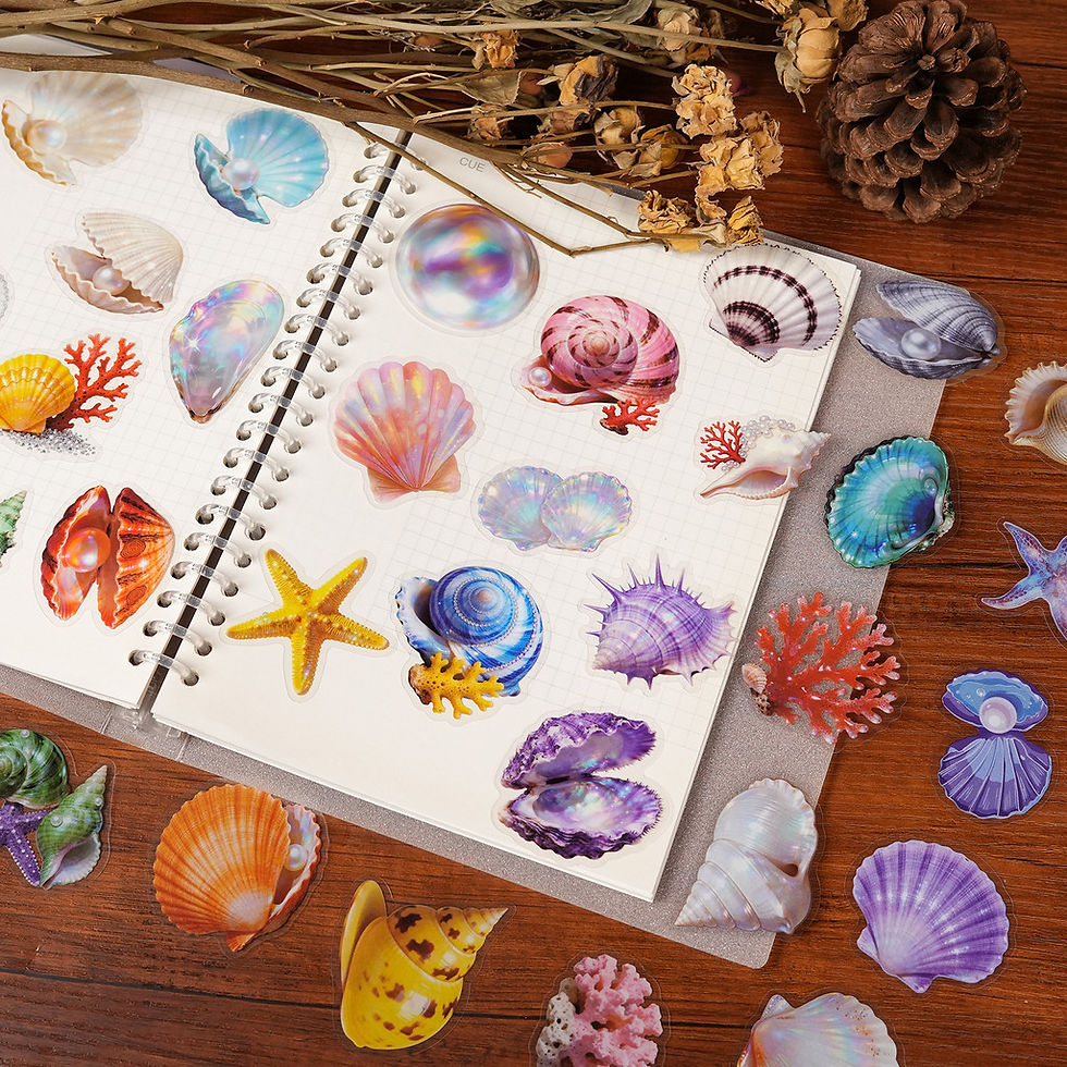 Thumbnail: 56 Pcs Transparent PET Seashell Stickers - New Exquisite Waterproof Decals for J