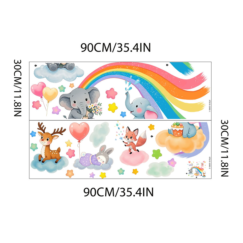 Thumbnail: Clouds Elephants Rainbow Stars Wall Stickers for Kids Room Girls Bedroom Nursery