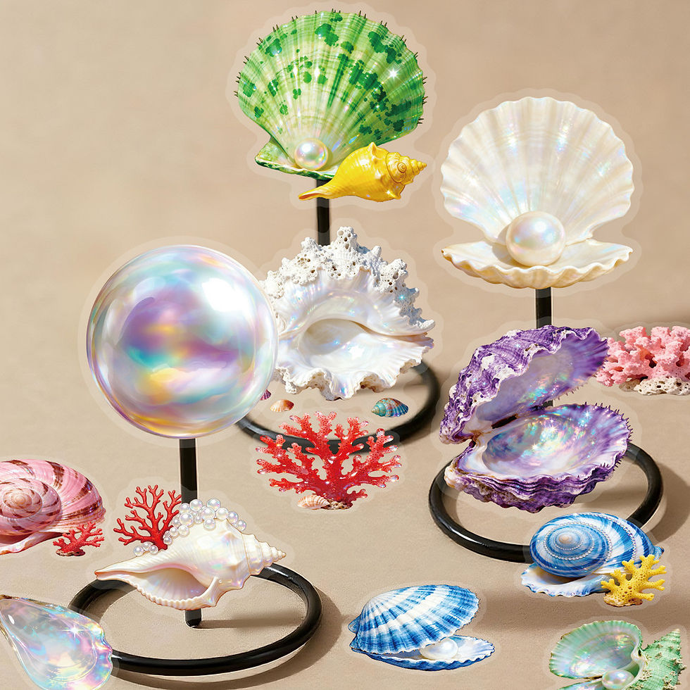 Thumbnail: 56 Pcs Transparent PET Seashell Stickers - New Exquisite Waterproof Decals for J