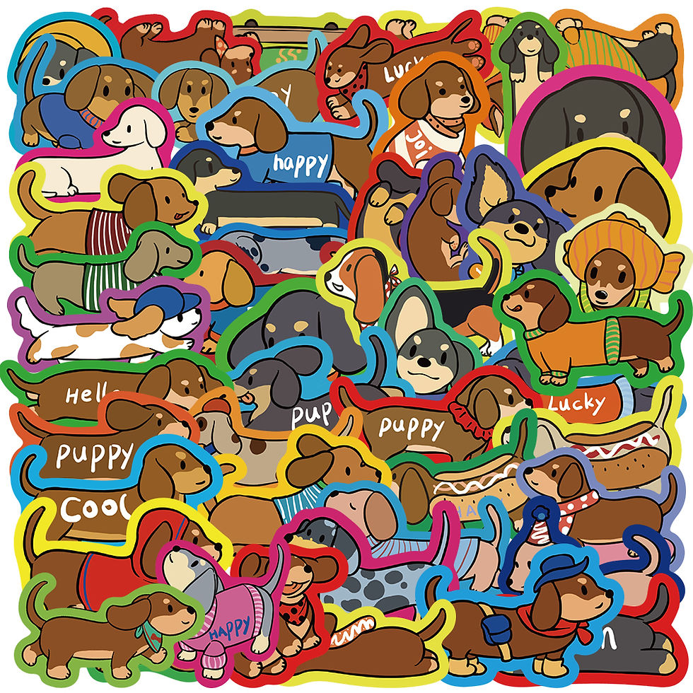 Thumbnail: 50Pcs Cartoon Dachshund Graffiti Stickers for DIY Desk Guitar Computer Refrigera