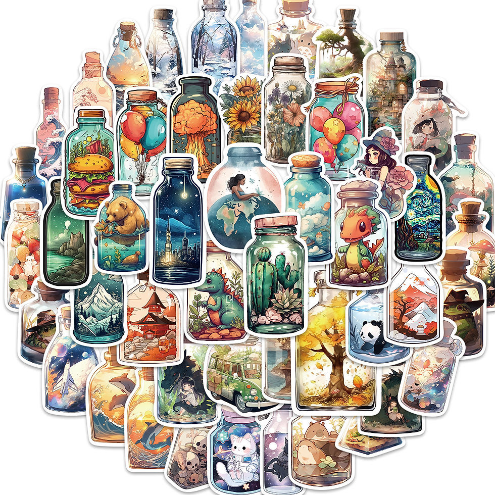 Thumbnail: 50 Pcs Cartoon Mystery Bottles, Biological Graffiti Stickers Guitar Notebook Lug