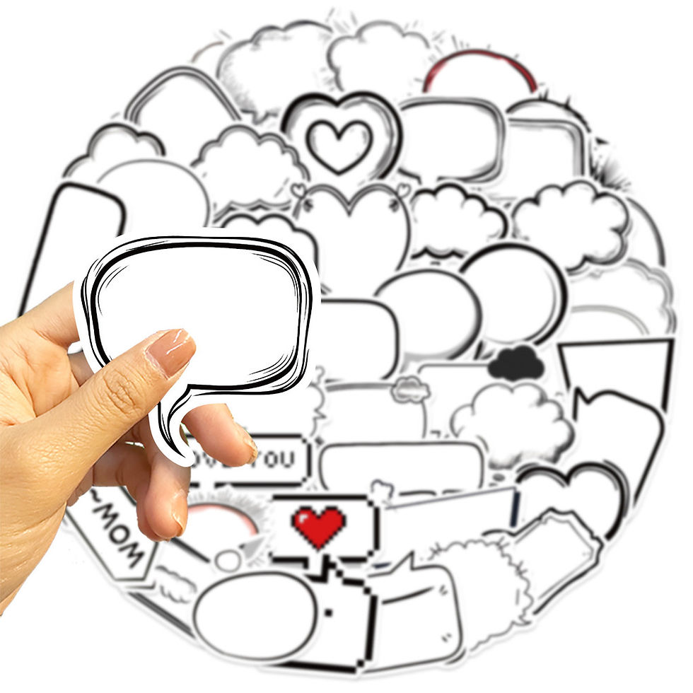 Thumbnail: 50PCS Black & White Bubble Frame Graffiti Stickers - Waterproof DIY Decor for Gu