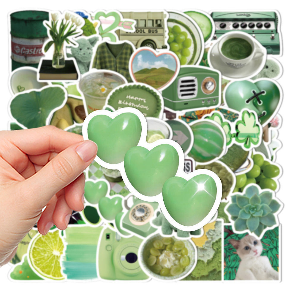 Thumbnail: 60Pcs Minimalist Fresh Green-Themed Stickers Waterproof Decorative Decals for La
