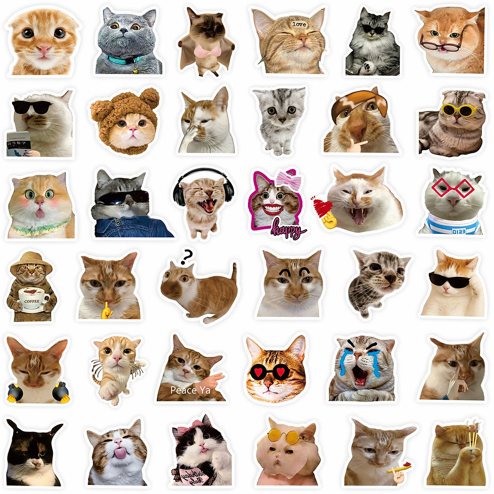 Thumbnail: 100Pcs Cute Funny Cat Emoji Stickers - Decor for Journal/Notebook/Phone Case - D