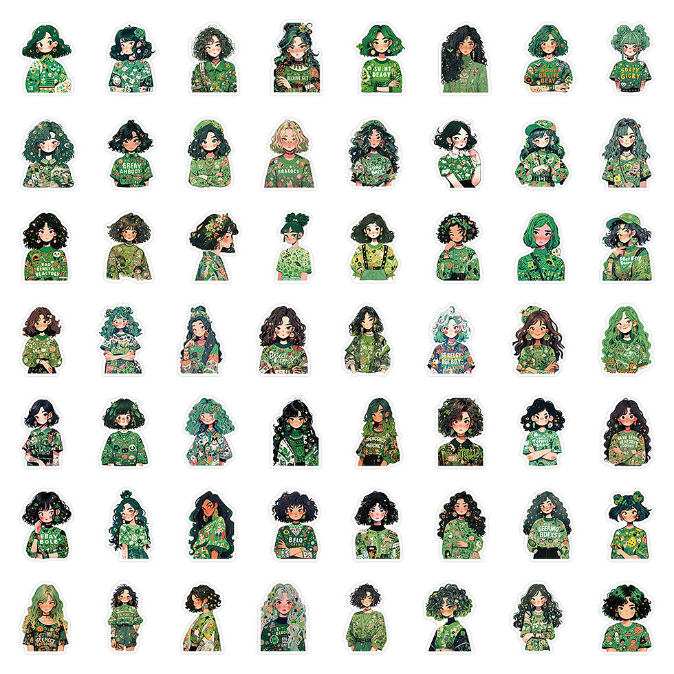 Thumbnail: 60-Piece Fresh Lush Green-Style Girl Stickers - Elegant Decorative Decals for No