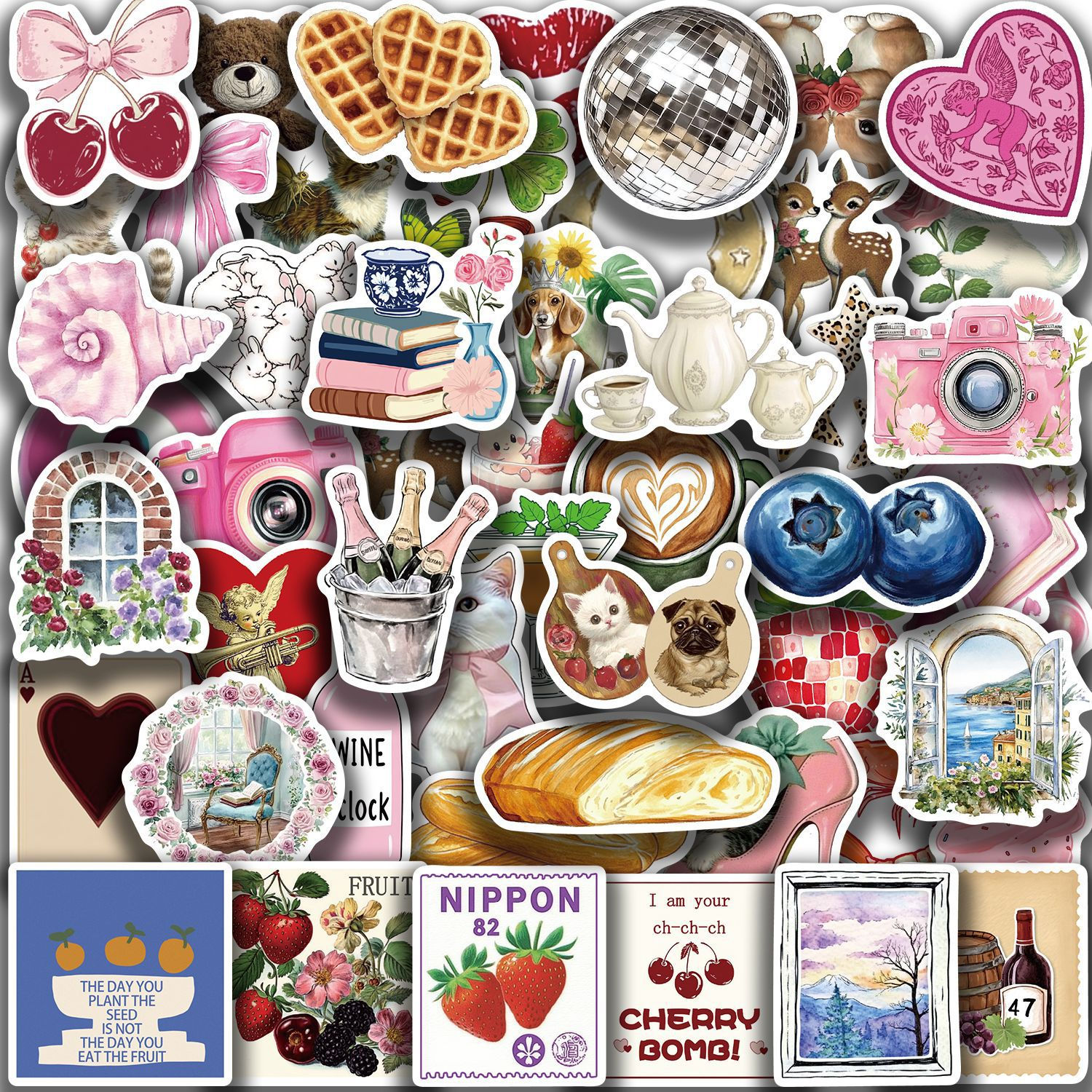50-100PCS Aesthetic Pinterest Sticker Decoration Fashion Laptop Luggage Creative