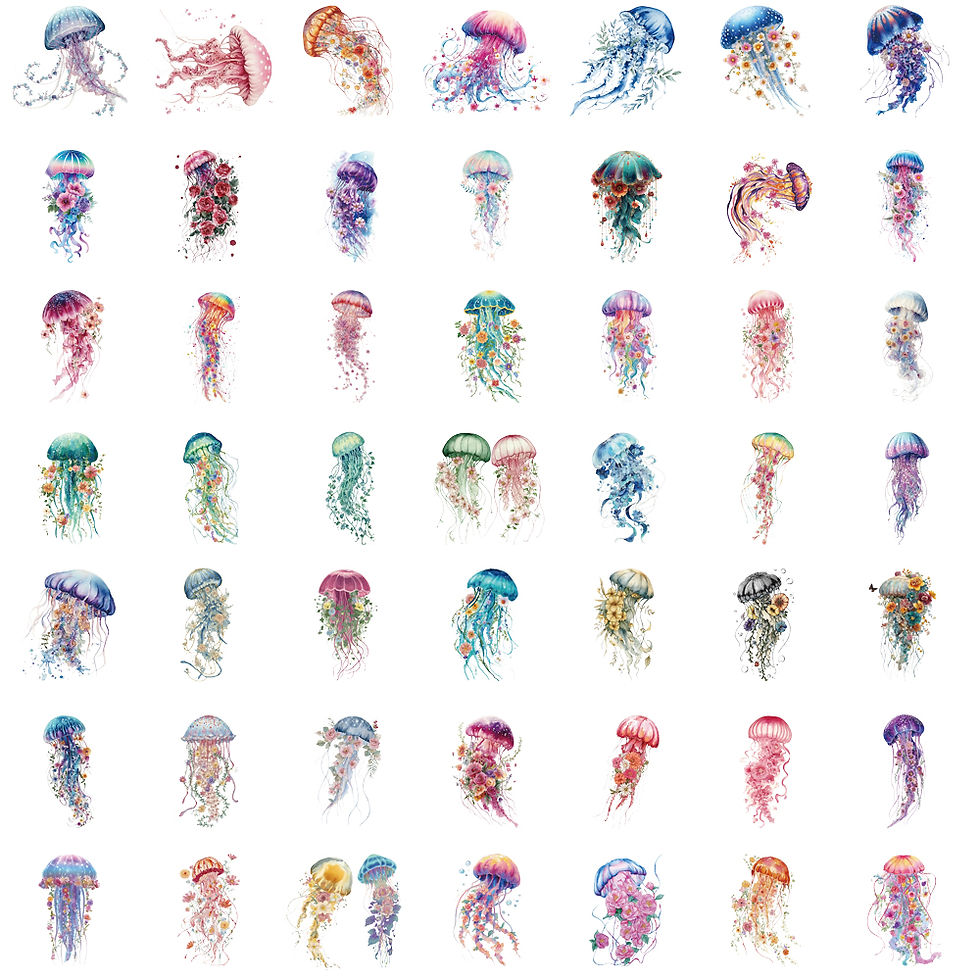 Thumbnail: 50PCS Senyu Huayang Jellyfish Sticker Aesthetic Stationery Decorative Guitar DIY