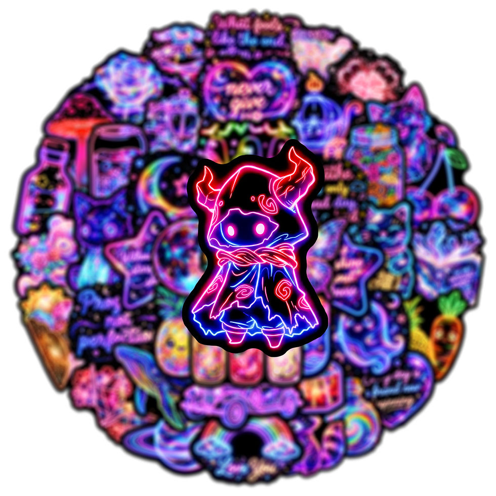 Thumbnail: 50/100PCS Cartoon Cool Neon Light Graffiti Stickers Decorative Luggage Guitar Sk
