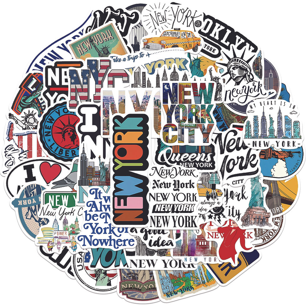 Thumbnail: 50Pcs New York Stickers America Kawaii Cartoon Decal For Skateboard Bicycle Guit