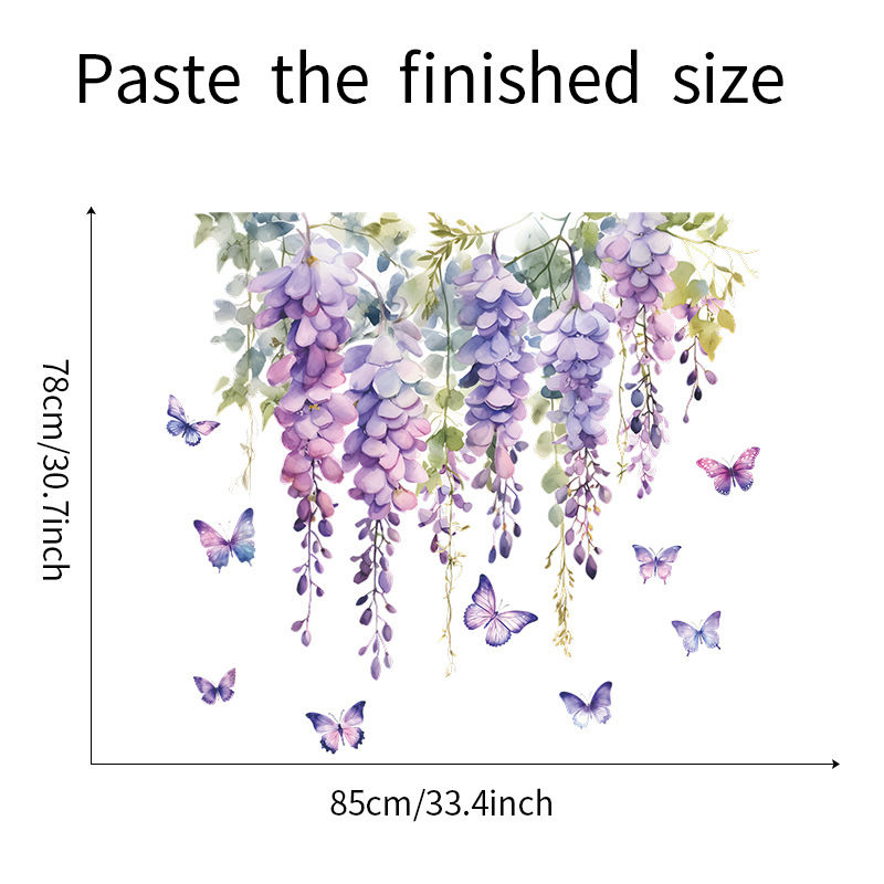 Thumbnail: Purple Flower Plants Floral Wall Stickers Home Room Decoration Bedroom Adhesive 