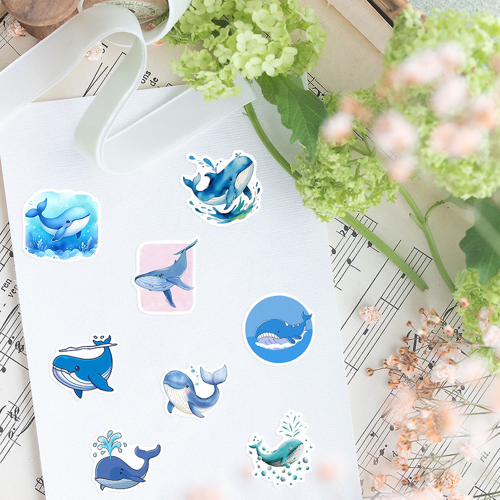 Thumbnail: Cute Cartoon Whale Vinyl Stickers Waterproof Decal DIY Decorative Gift for Scrap
