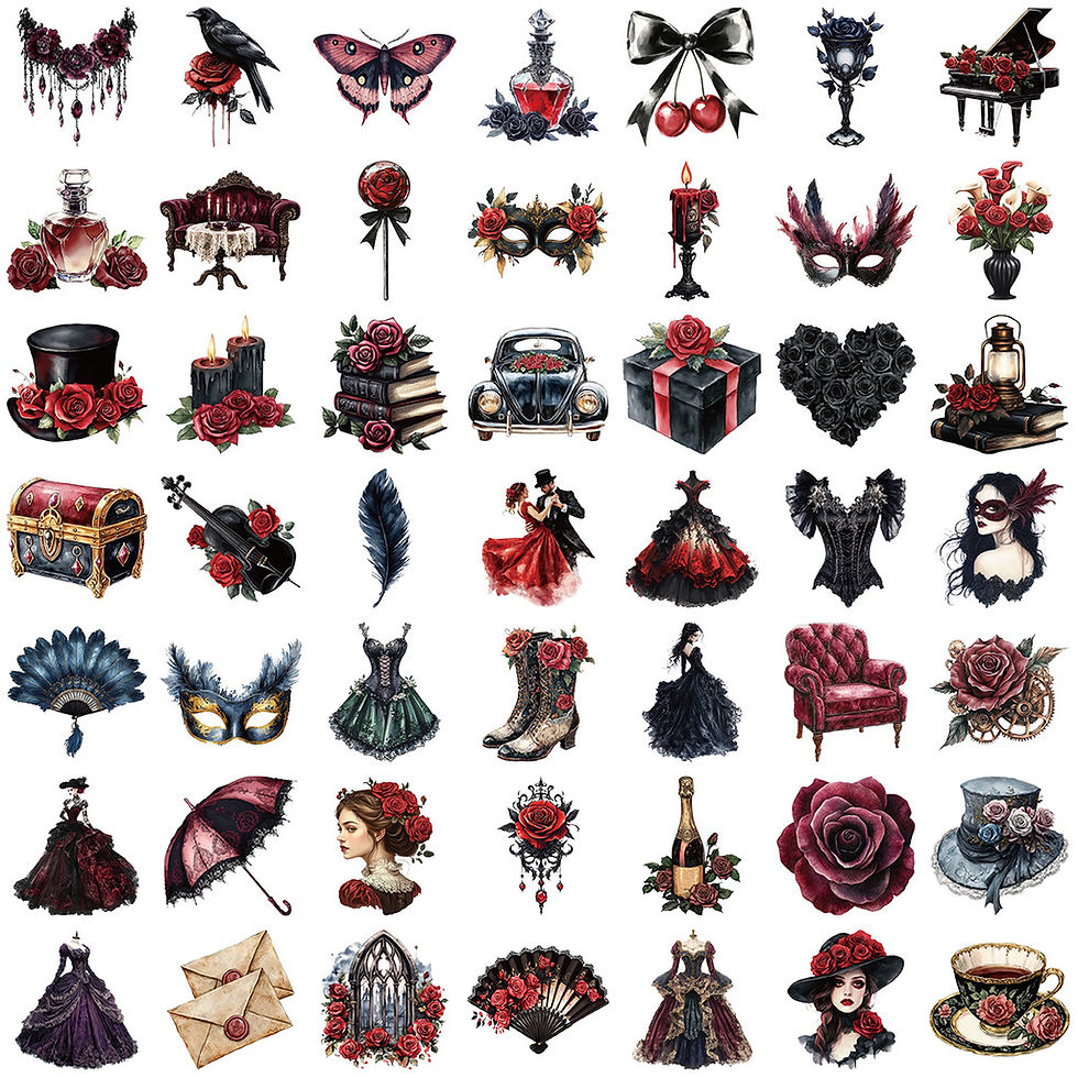 Thumbnail: 50pcs Transparent Masquerade Stickers | Waterproof PET Decals for Guitar & Journ