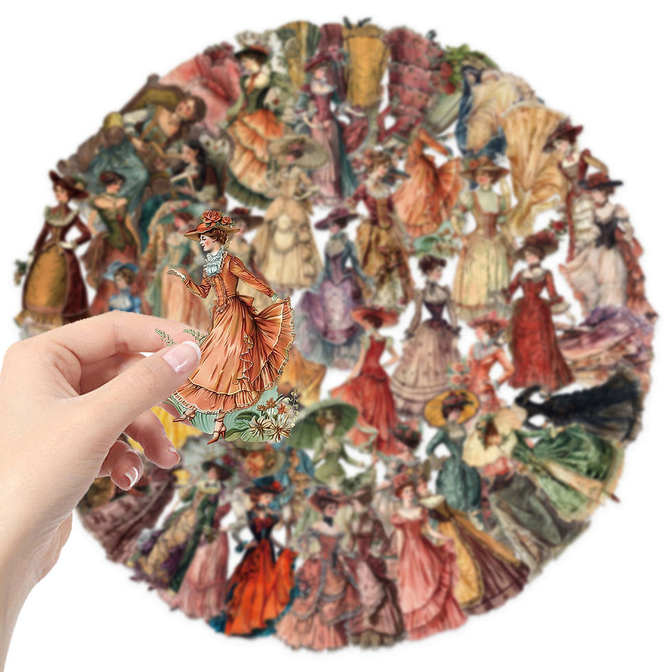 Thumbnail: 50PCS Transparent Vintage Western Character Sticker Pack - Waterproof Clear PET 