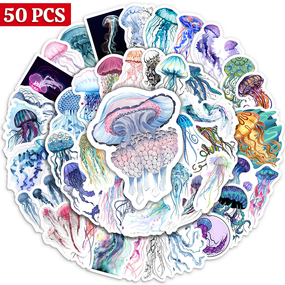Thumbnail: Colorful Jellyfish Stickers Sea Creatures Animal Decals Childs Toys for Laptop P