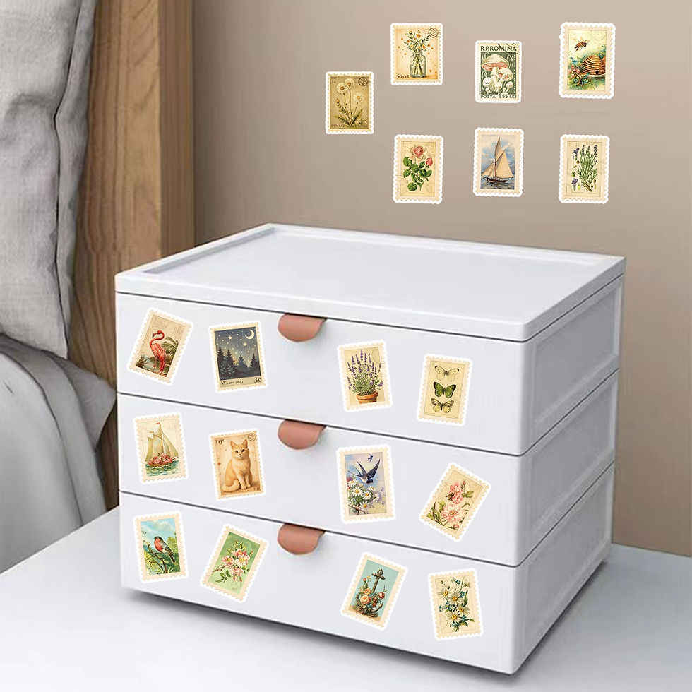 Thumbnail: 50Pcs Vintage Stamp Style Stickers Retro Postage Aesthetic Decals for Journal DI