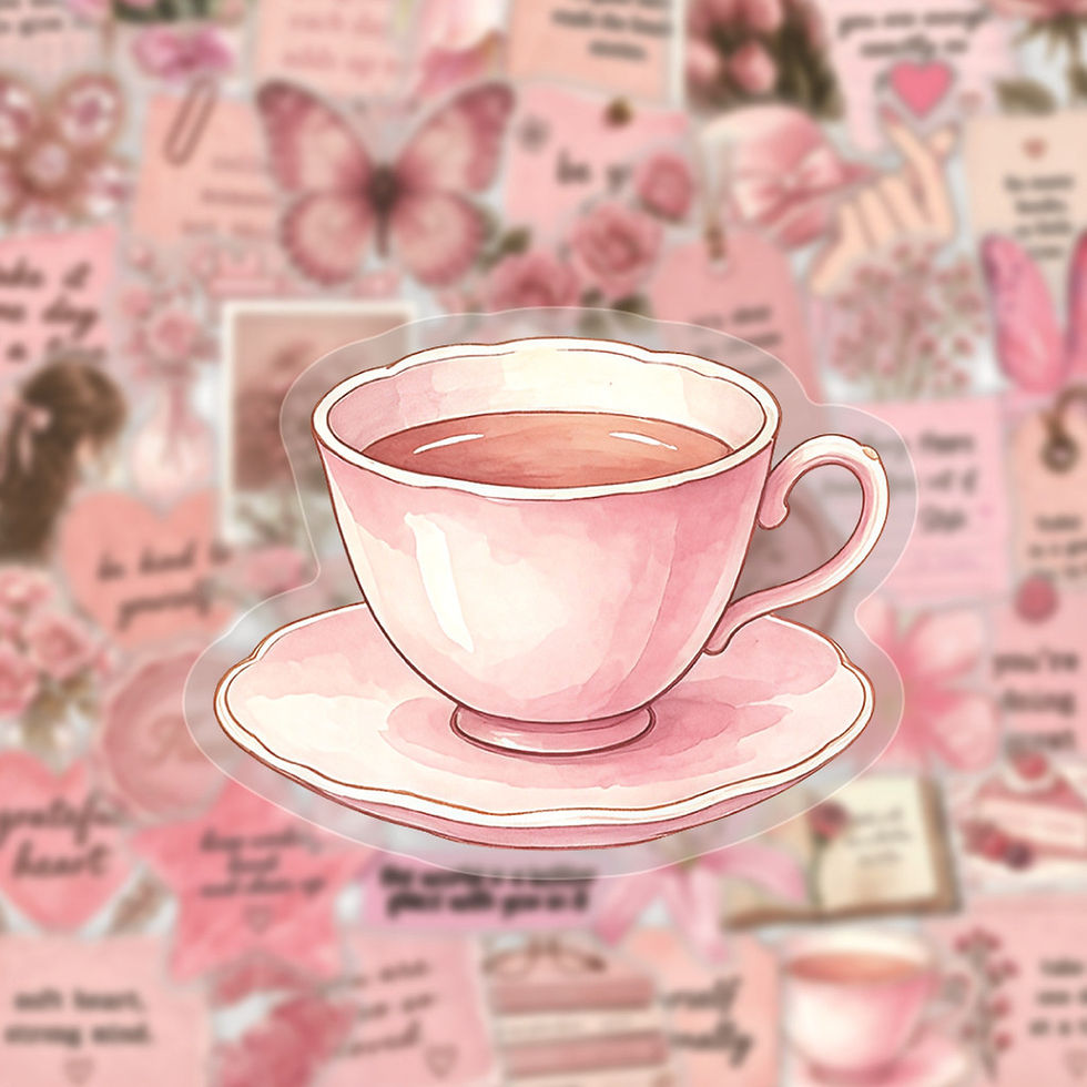 Thumbnail: 50Sheets Pink Watercolor Inspirational PET Stickers Transparent Waterproof Graff