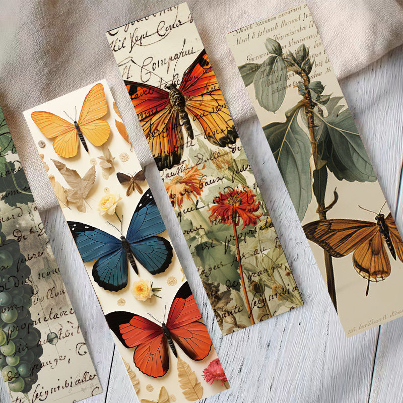 Thumbnail: 30/60PCS Retro Butterfly Bookmark Reading Cartoon Printing Decoration Landscape 