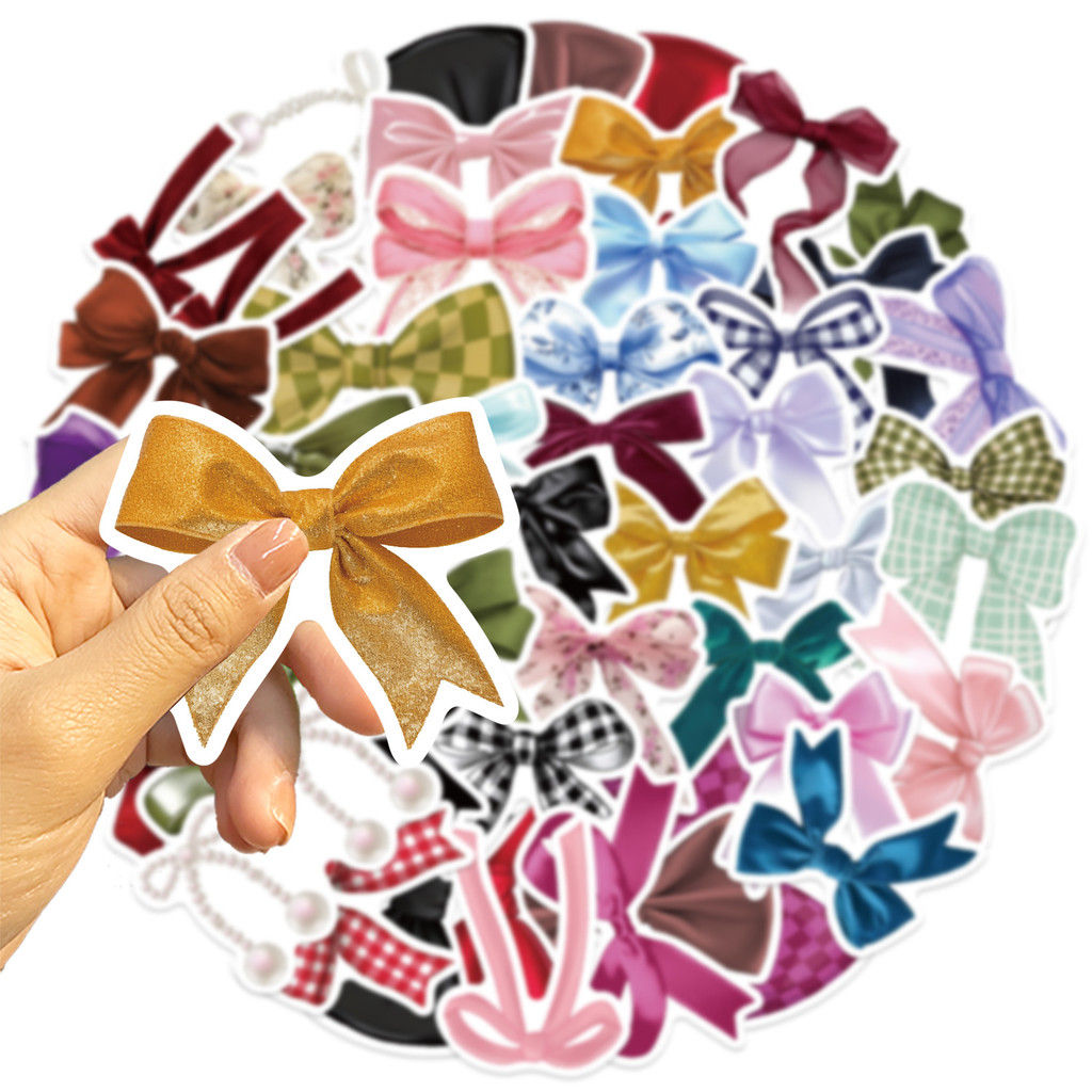 Waterproof Bowknot Stickers (50Pcs) Cartoon Doodle Decals for Guitar Notebook Su