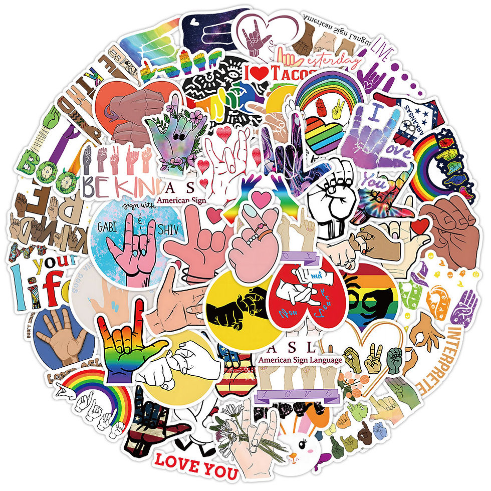 Thumbnail: ASL Sign Language Stickers (50Pcs) - ABC Learning Decor for Kids - Murah & Bergu