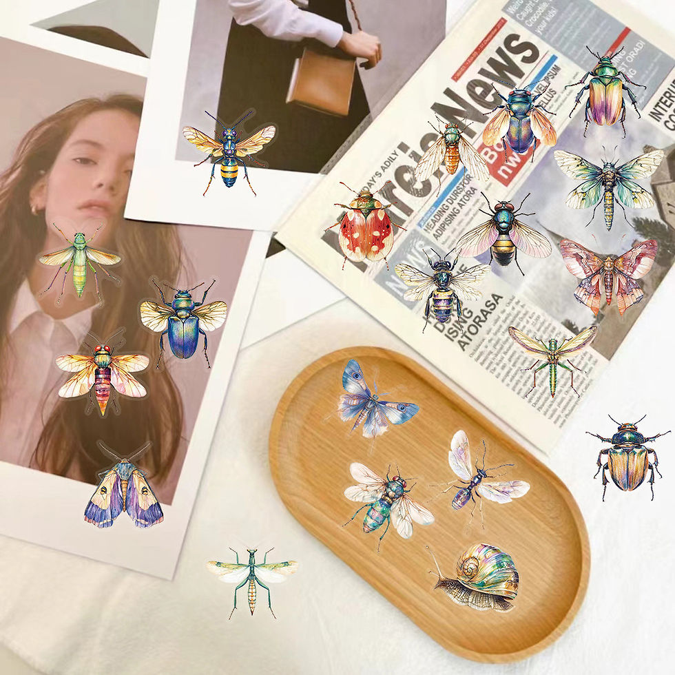 Thumbnail: 50PCS Transparent INS Insect Sticker Pack - Waterproof Clear PET for Scrapbook, 