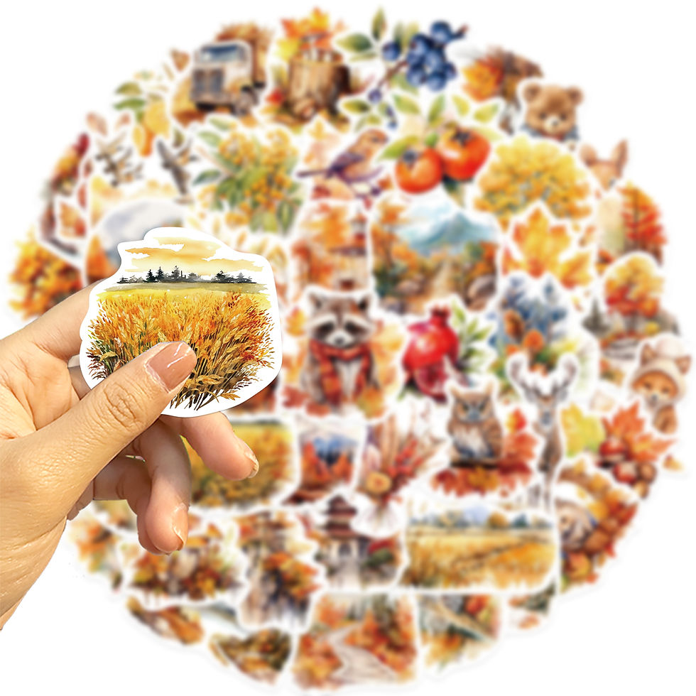 Thumbnail: 50pcs Waterproof Graffiti Cute Cartoon Autumn Animals Foods Stickers For Laptop 