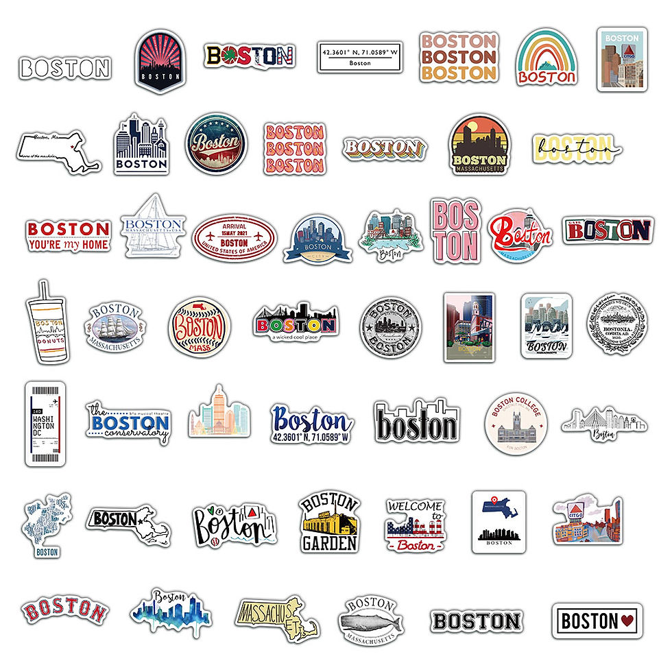 Thumbnail: 50PCS Boston Print Sticker Phone DIY Creative Motorcycle Graffiti Waterproof Scr